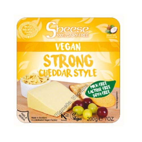Queso Vegano Sheese Cheddar estilo curado (Strong), 200g. Bute Island