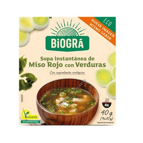 Sopa de Miso Rojo con Verduras, 40g. Biográ