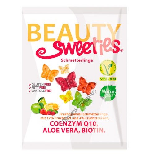 Gomitas vegetales con forma de Mariposas sabor Frutas, 125g, Beauty Sweeties