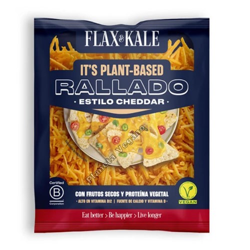 Queso Vegano Cheddar RALLADO, 100g. Flax&Kale