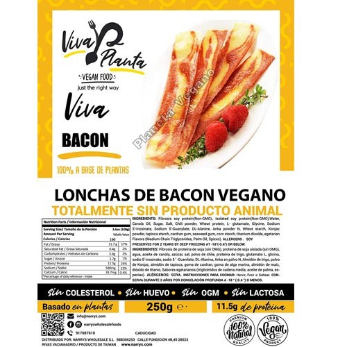 Tiras de Bacon Vegano, 250g. Viva Planta