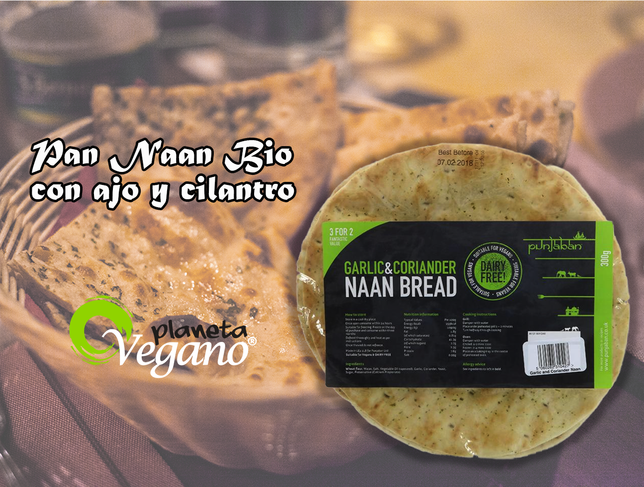 Pan Naan Bio con Ajo y Cilantro - Planeta Vegano